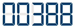 An illustrated digital display showing the numbers 00388 (18-150.3)
