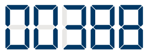 An illustrated digital display showing the numbers 00388 (18-150.3)
