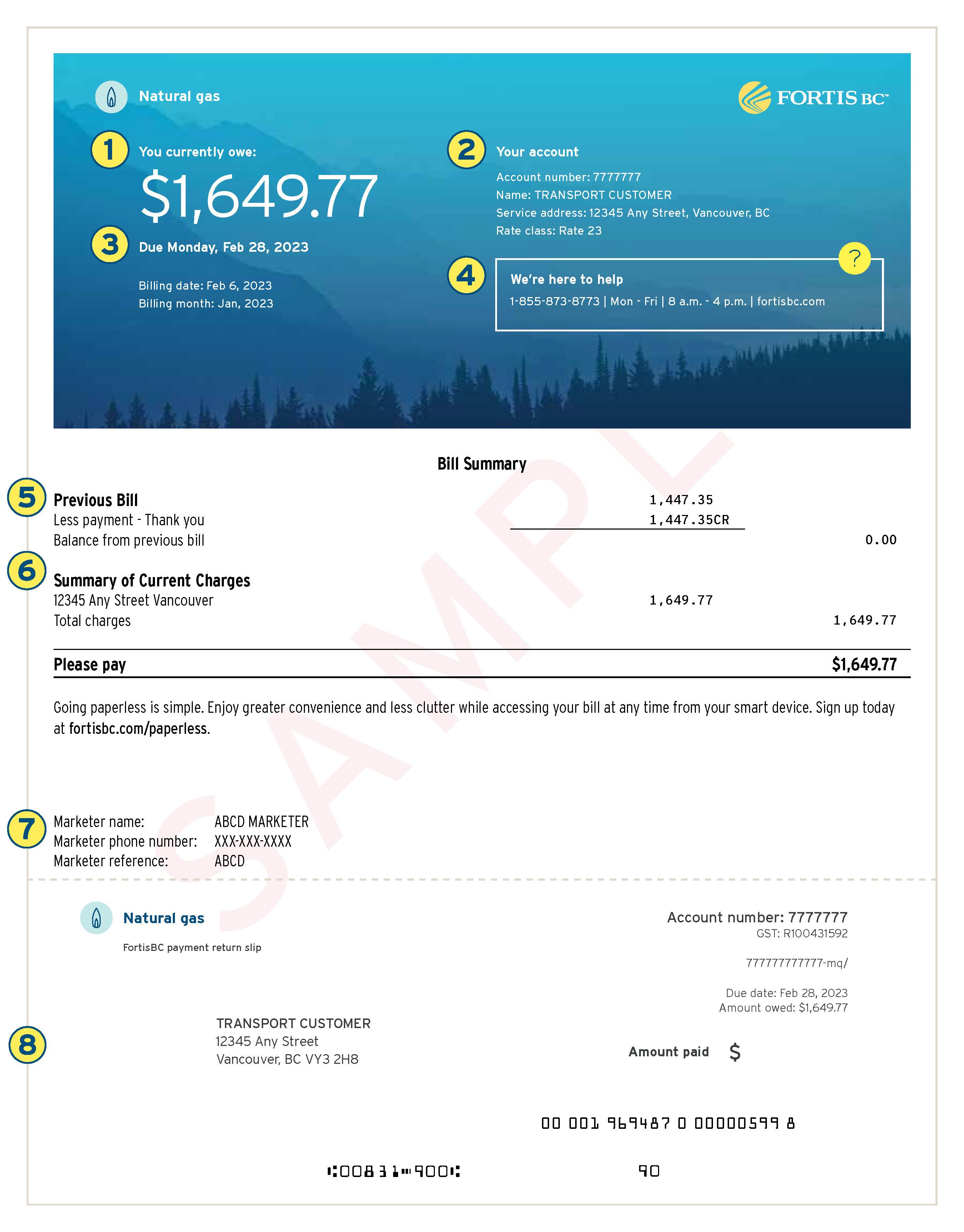 Gas Transportation Example Bill Page 1