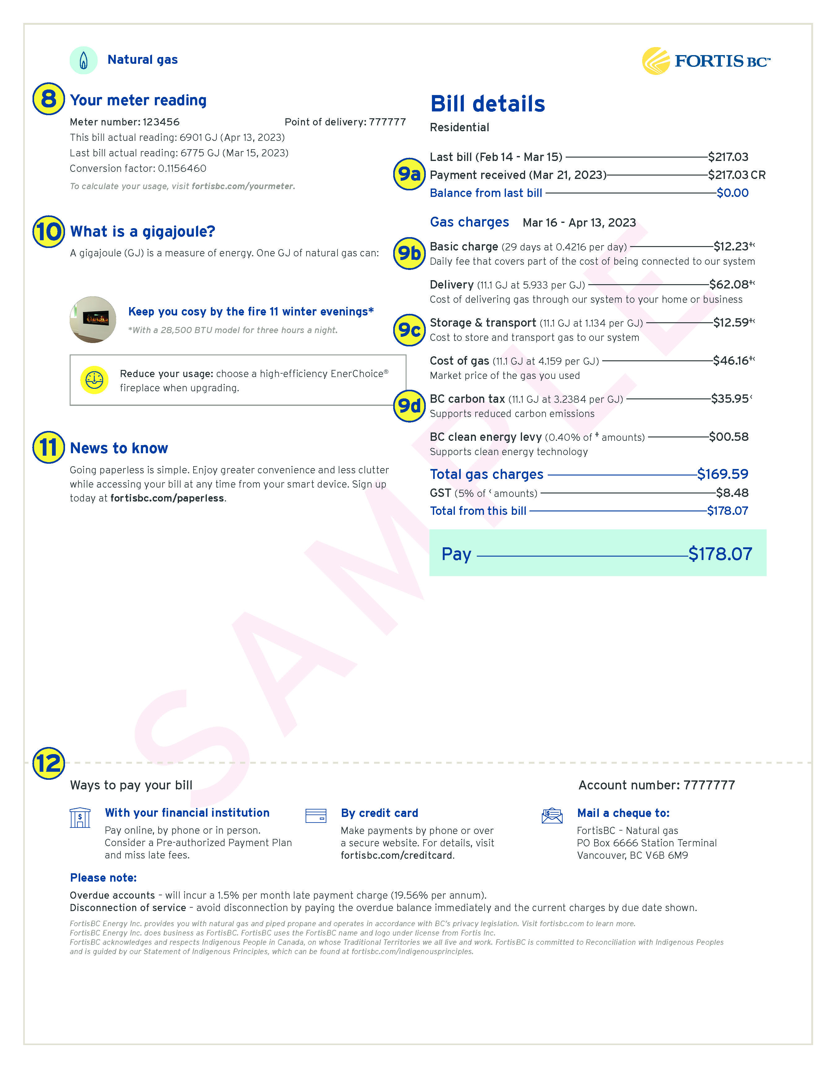 Gas Bill Residential Sample Bill Page 2