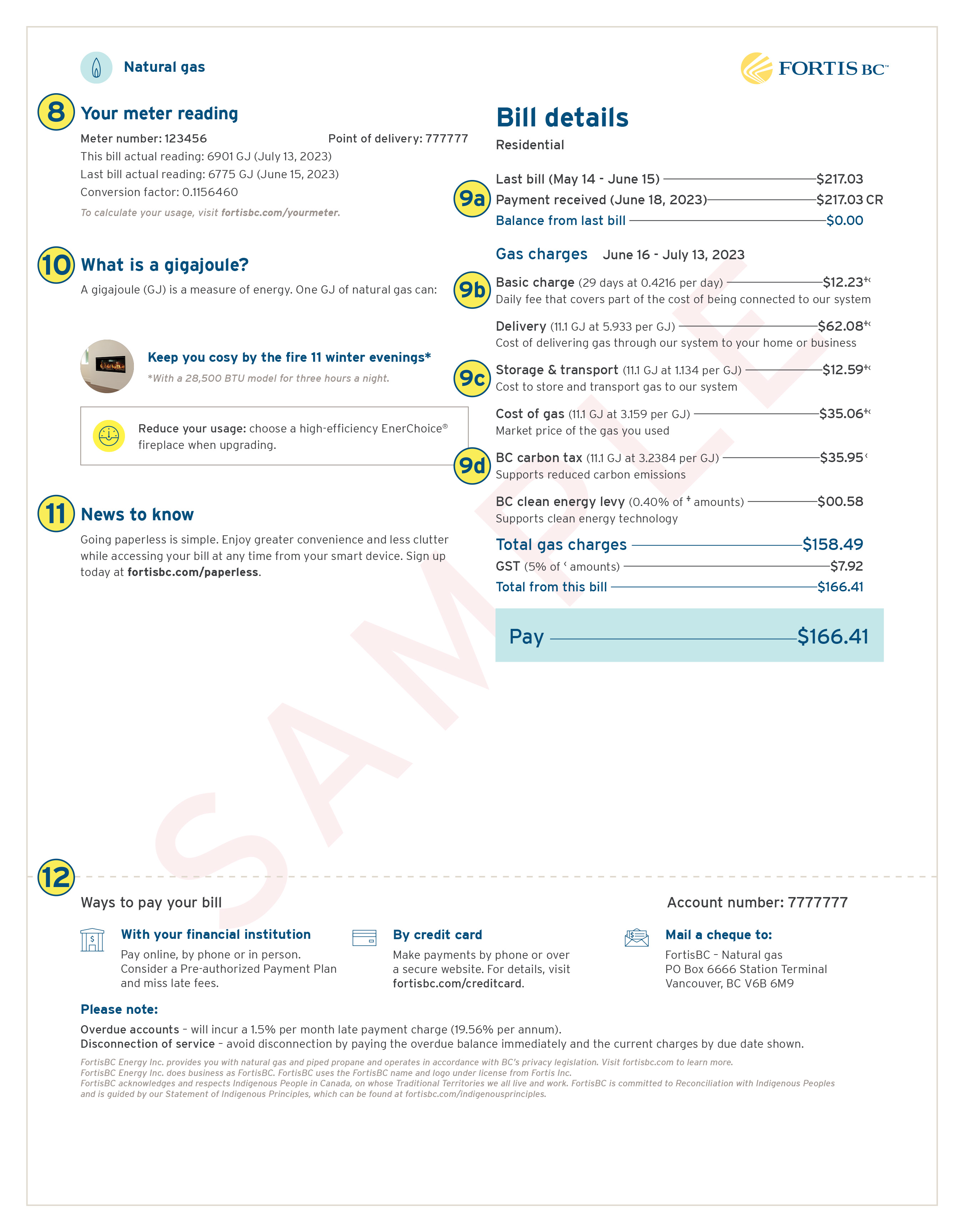 Gas Bill Residential Sample Bill Page 2