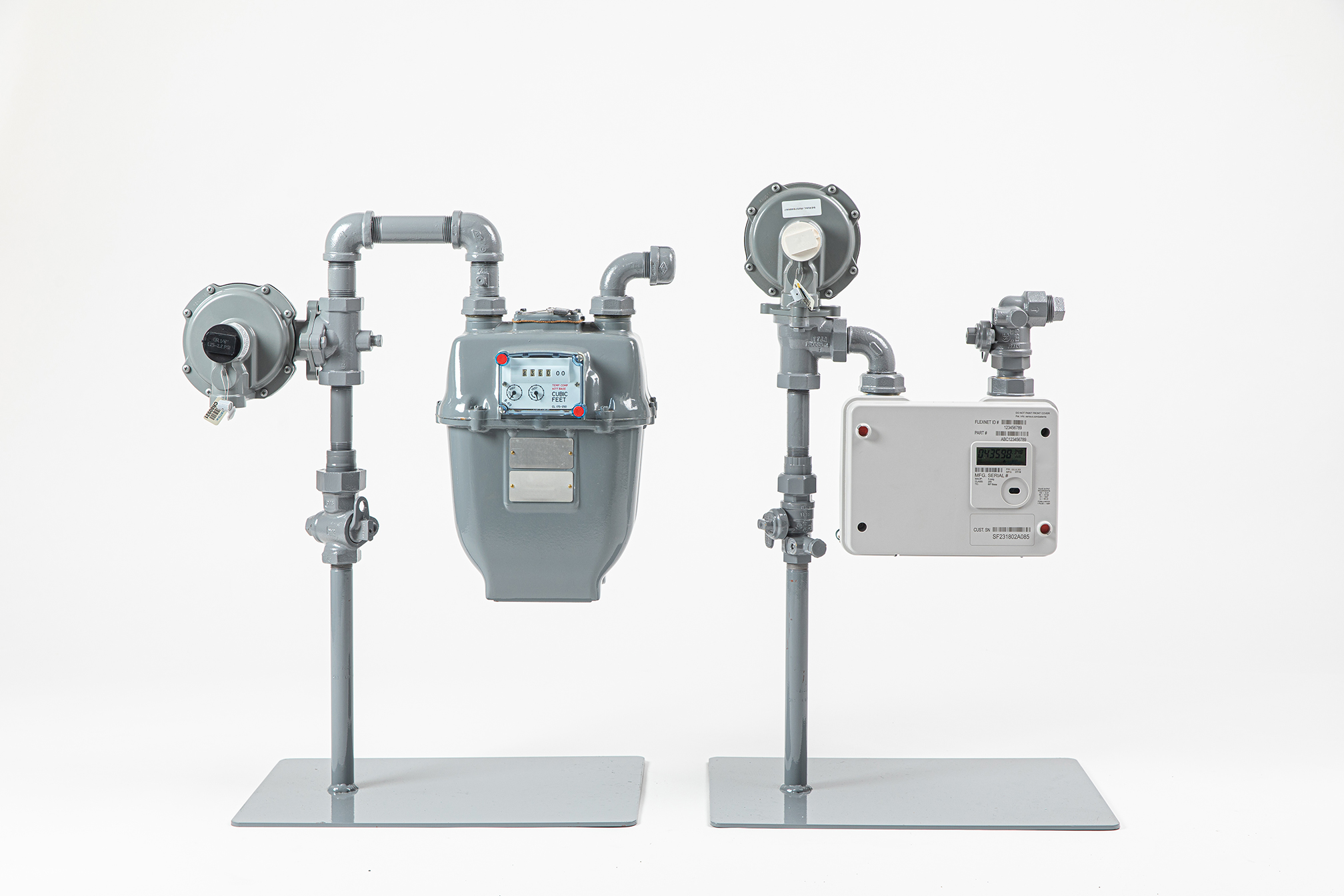 Left to right: current gas meter; new advanced gas meter.