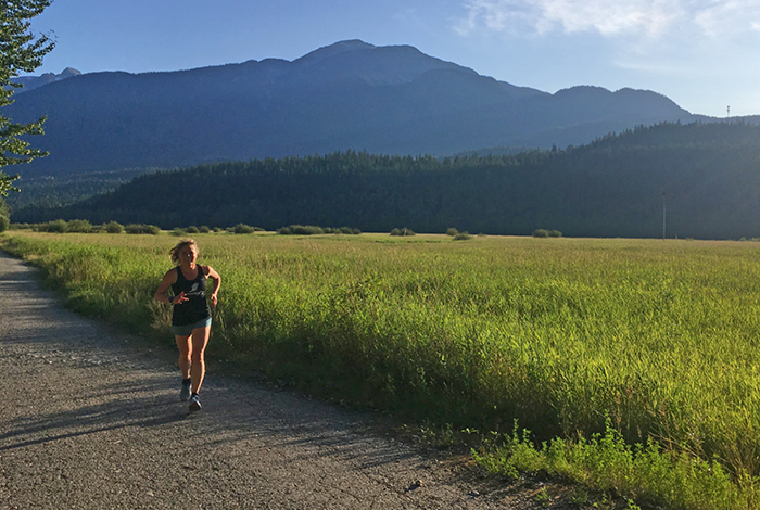 Penny Page-Brittin running in the Delta fields