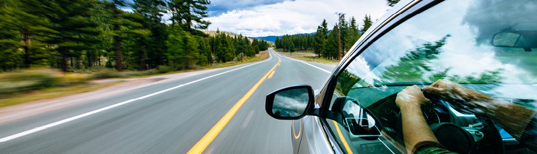 Driver's perspective of the road, driving an electric vehicle