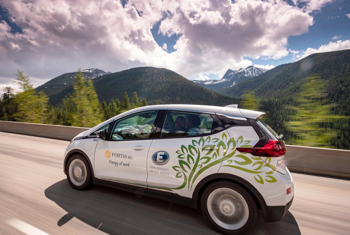 Electric vehicle on the road in BC