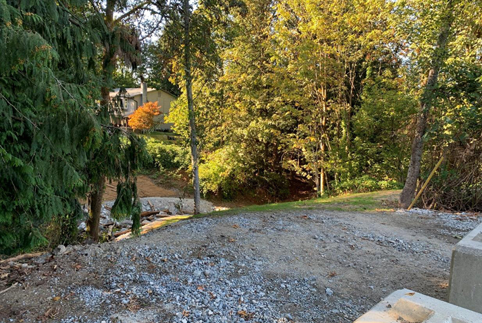 Restoration work along the creek embankment