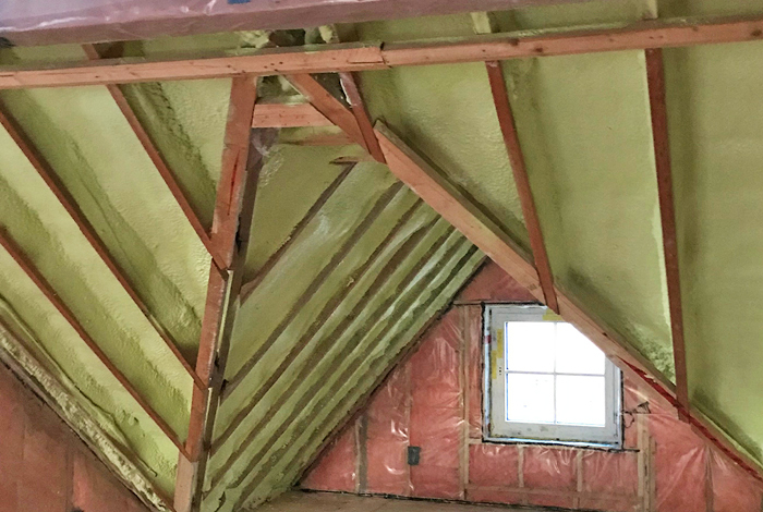 Close-up of spray foam insulation