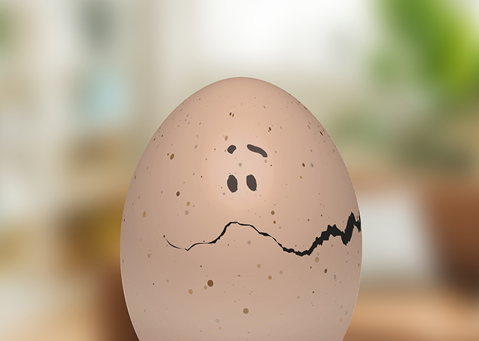 Illustration of a cracked, rotten egg.