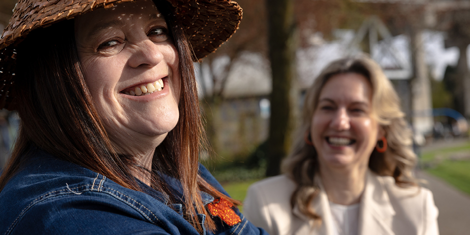 Shannon Henderson (left), chief operating officer of the Orange Shirt Society, Sḵwx̱wú7mesh Úxwumixw (Squamish Nation), and Tanya Laing Gahr (right), manager, community & Indigenous initiatives.