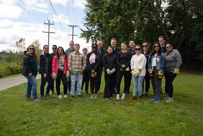FortisBC employees who celebrated BC Rivers Day together by volunteering to help clean up the shores of the Nicomekl River and the Brydon Lagoon