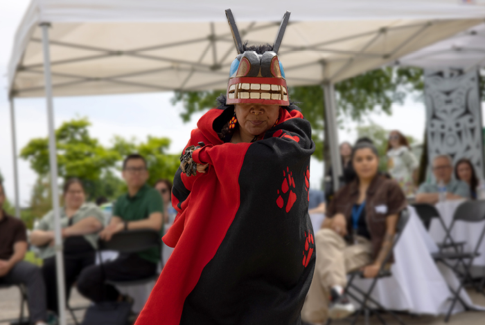 Spakwus Slolem (Eagle Song Dancers), members of Sḵwx̱wú7mesh Úxwumixw (Squamish Nation), performed at the Indigenous artisan fair held at our Surrey office in June 2025, in honour of National Indigenous History Month.