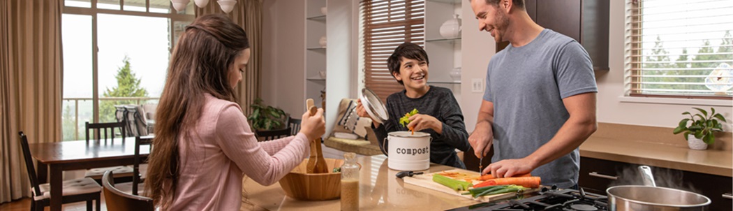 Family in a kitchen