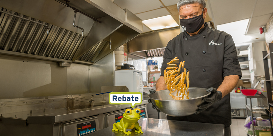 Lucky installed two high-efficiency vat fryers for cooking not only chicken, but also fries.