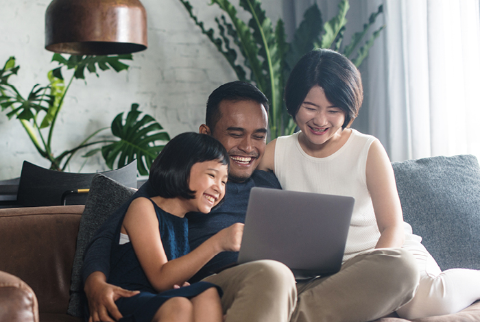 Family on a computer