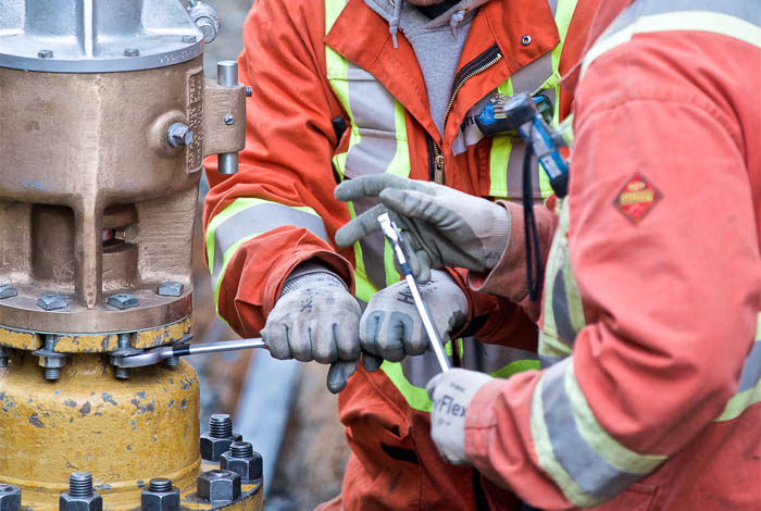 Two workers repairing