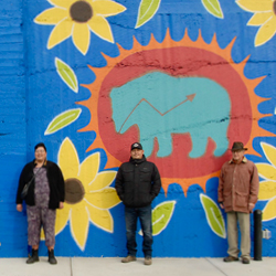 (L-R) Artist Madeline Terbasket (syilx, Ho-Chunk, Anishinaabe), Kenny Richter (Lower Similkameen Indian Band), Arden Holley.