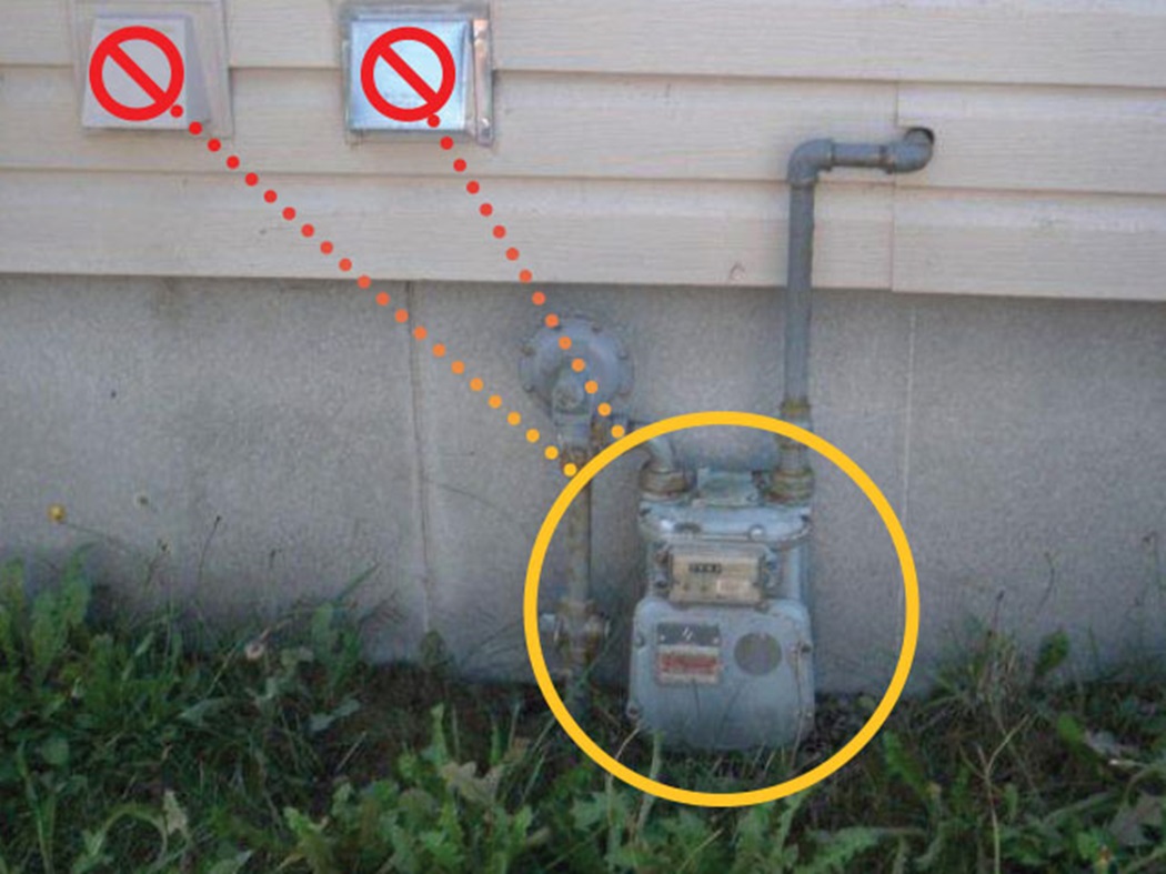 Ventsandotherbuildingopeningsshouldnotbeplacedtooclosetoagasmeter