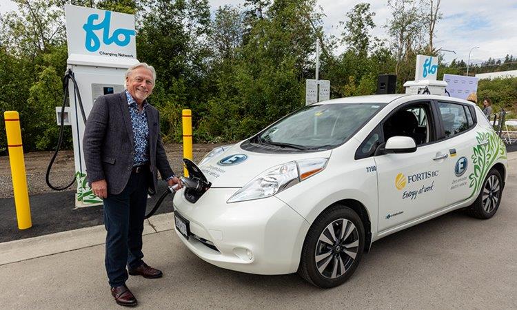 Douglas Stout, FortisBC vice president of market development and external relations, at the opening of a fast-charging station at the Kelowna International Airport. (20-015.3)