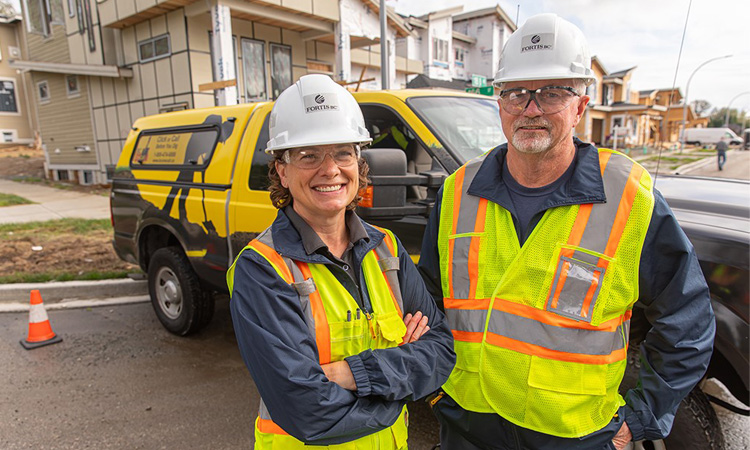 Tara Garrett and Mark Lawson, FortisBC damage prevention investigators, look into the causes of natural gas line hits and educate the people who caused damage, so they don’t make the same mistakes again. (20-015.1)