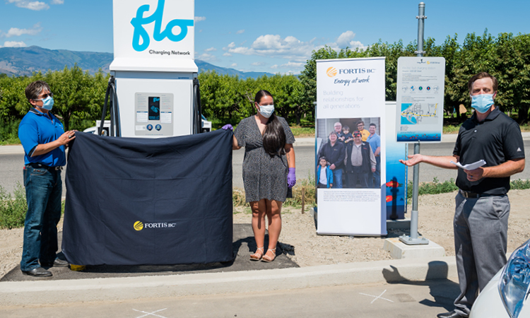 The first FortisBC publicly available EV charging stations in the Osoyoos Indian Band First Nation community, Okanagan Valley.